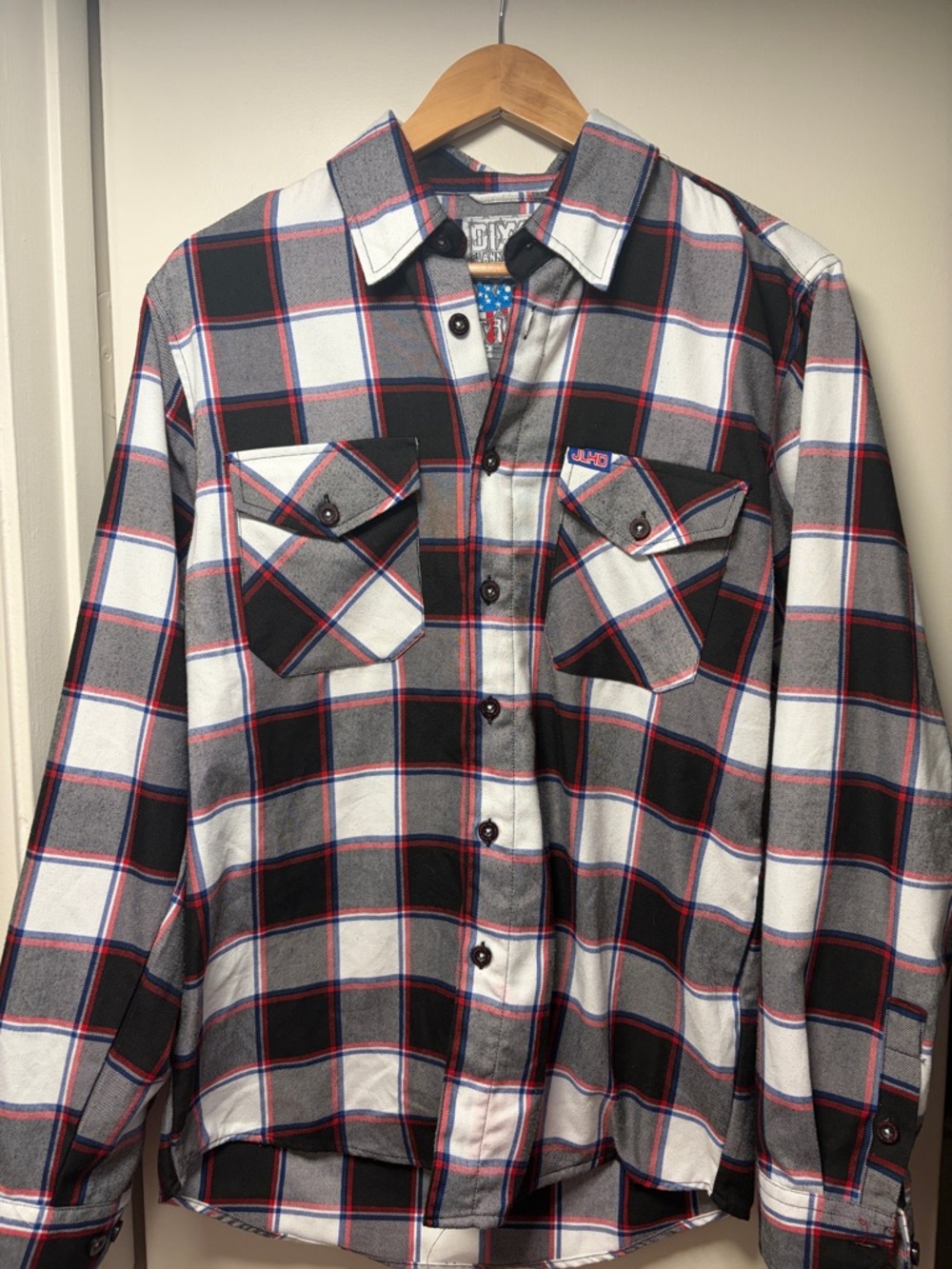 DIXXON Black White Gray Plaid Button-Down Shirt